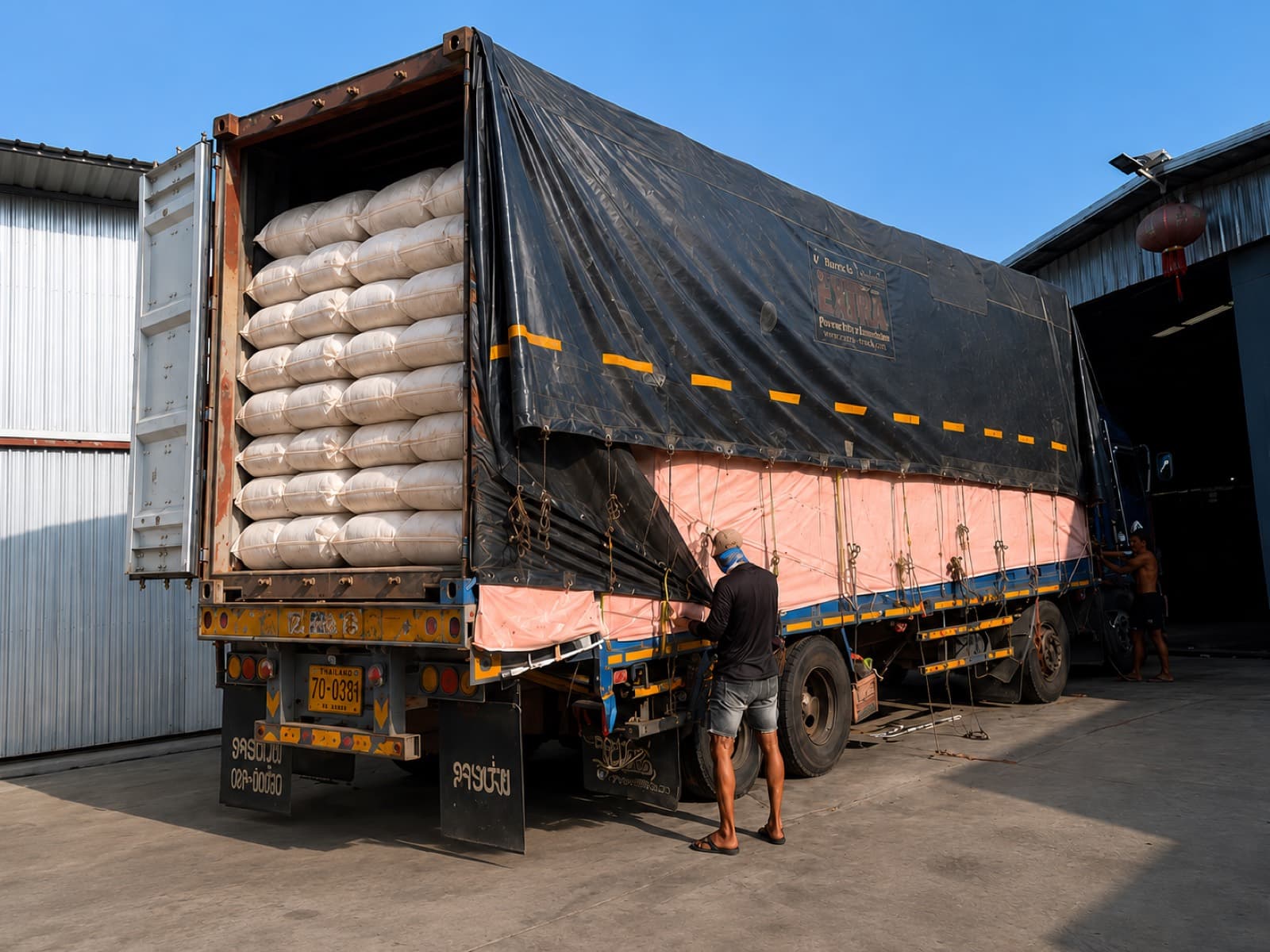 Truck being loaded at the factory yard